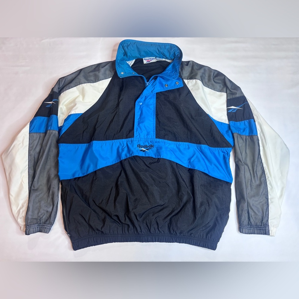 0163- Vintage Reebok Colorblock Windbreaker Jacket 90s Y2K Streetwear